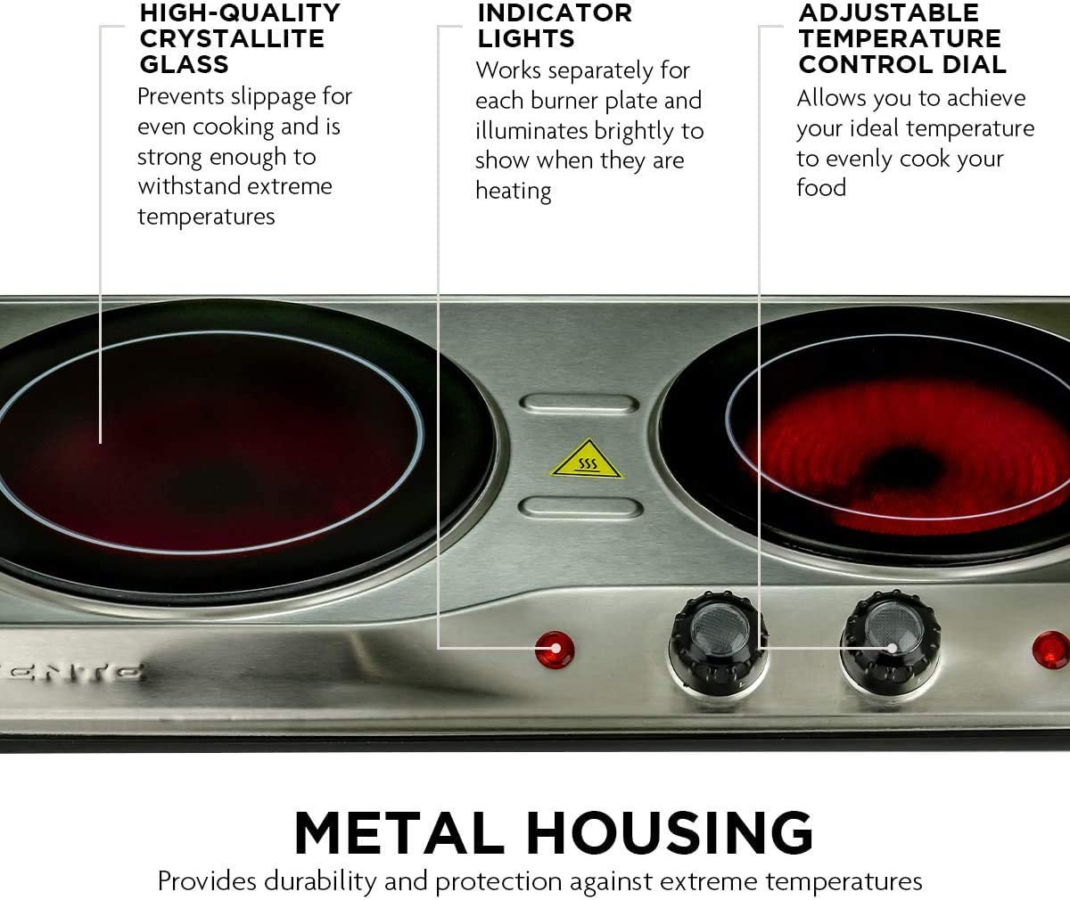 Estufa Cocina Electrica De 2 Hornillas Portatil Para Casa Apartamento Stainless - Fresh Stock Dated February 2026