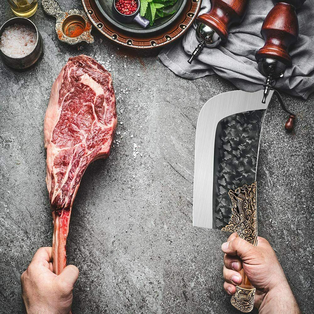 Kitchen Knife Chef Cutlery Steak  Professional Cleaver Butcher Sharp Meat Knives - Fresh Stock Dated January 2026