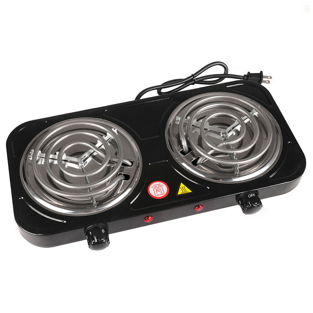 Electric Camping Double Burner Hot Plate Portable Heating Cooking Stove Dorm - Fresh Stock Dated February 2026