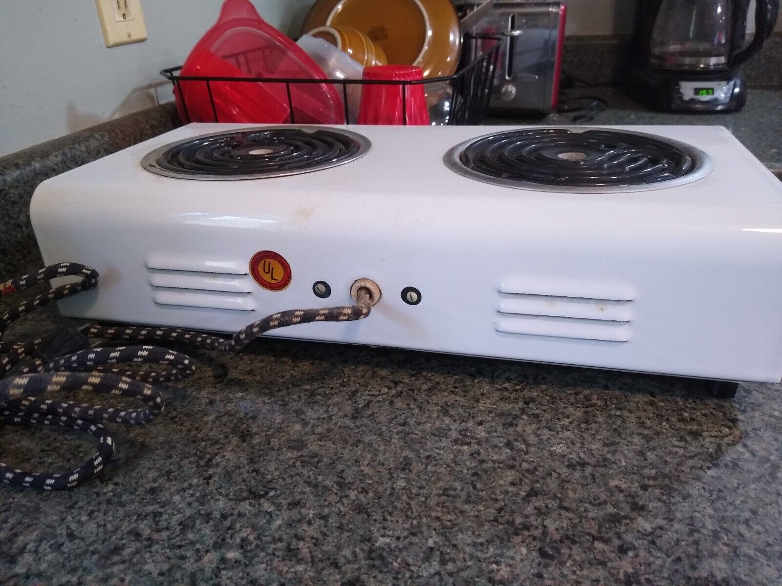 Vintage Sears KENMORE Two Burner Stove Hot Plate White Enamel Working - Fresh Stock Dated February 2026