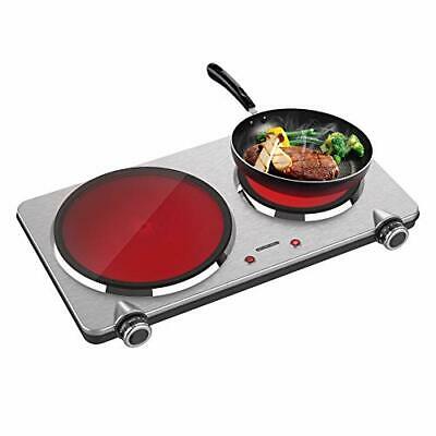 Portable Ceramic Infrared Cooktop, Double Infrared Burner for Cooking, 1800W - Fresh Stock Dated January 2026