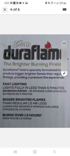 Duraflame Gold. 2.5 lb Firelogs.  6-Pack Case. Brighter flames. FREE SHIPPING - Fresh Stock Dated December 2025