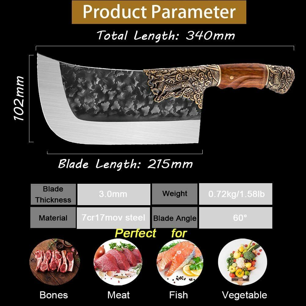Kitchen Knife Chef Cutlery Steak  Professional Cleaver Butcher Sharp Meat Knives - Fresh Stock Dated January 2026