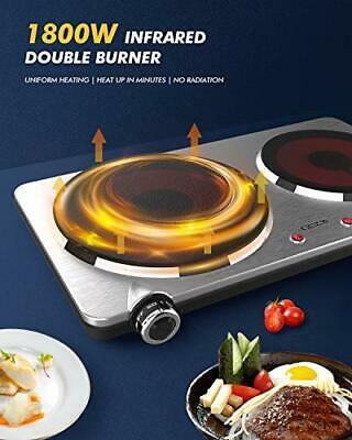 Portable Ceramic Infrared Cooktop, Double Infrared Burner for Cooking, 1800W - Fresh Stock Dated January 2026