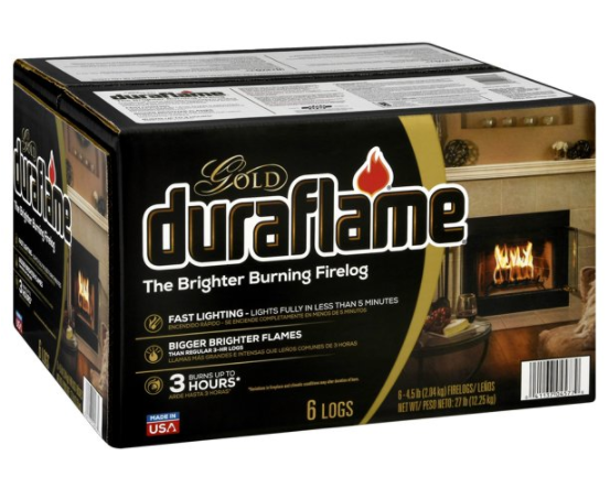 Duraflame Fire Logs 6 Pack - 4.5lb Bright Burning 3 Hour Burn Time Fast Lighting - Fresh Stock Dated January 2026