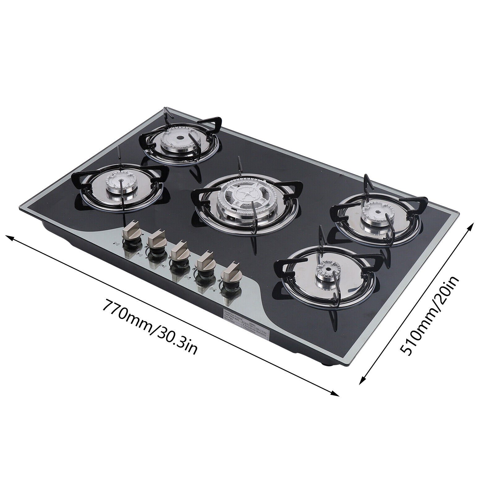 Kitchen Gas Cooktop Stove Top 5 Burners Cooktop Built-In LPG/NG Gas Stove Home - Fresh Stock Dated February 2026