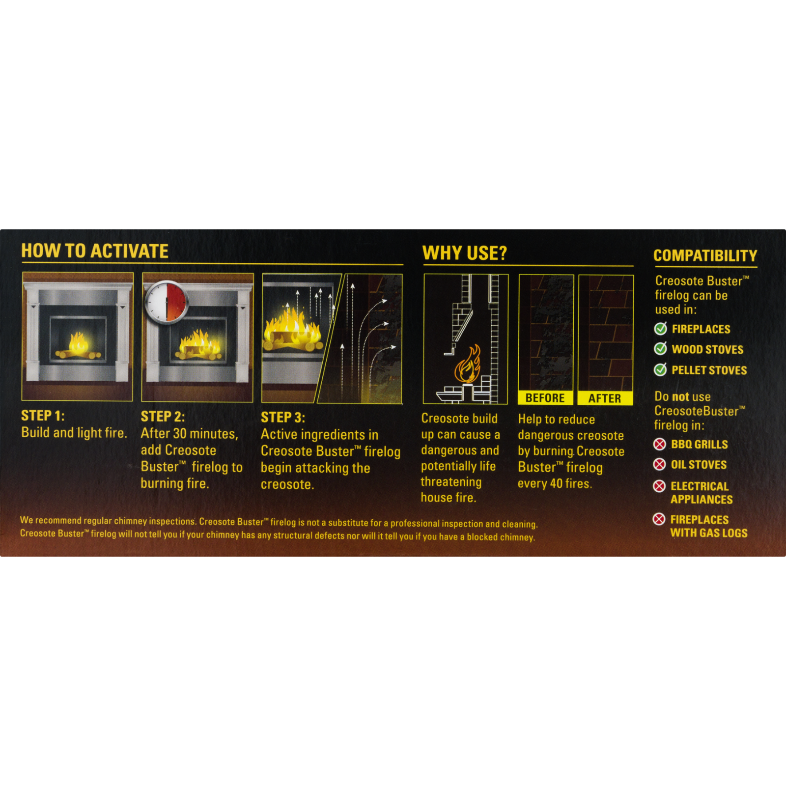 Pine Mountain Creosote Buster Firelog Single Pack to Reduce Risk of Chimney Fire - Fresh Stock Dated December 2025