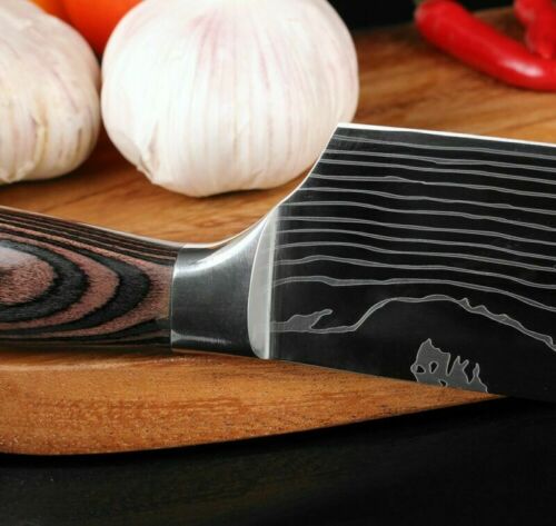 7'' Stainless Kitchen Knife Cleaver Steel Japanese Damascus Style Chef's Knife - Fresh Stock Dated January 2026