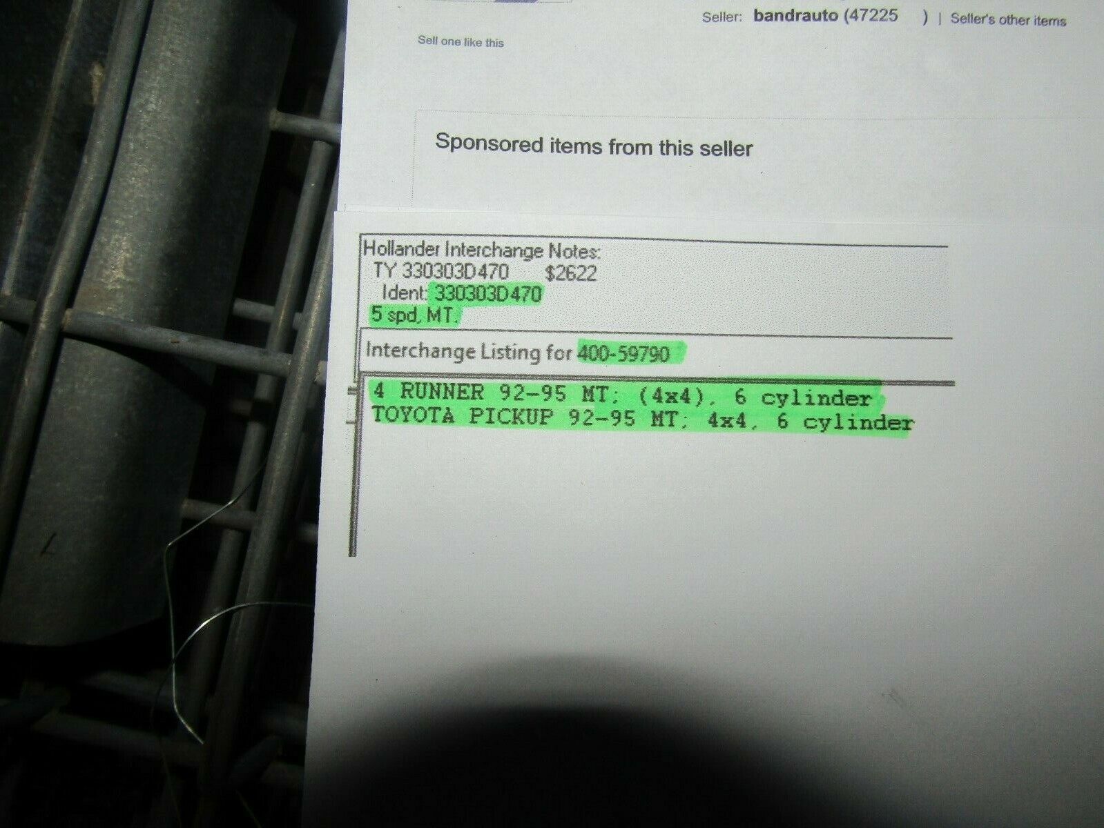 Manual Transmission 5 SPEED 4WD 6 CYLINDER FITS 92-95 4 RUNNER 400-59790 - Fresh Stock Dated December 2025