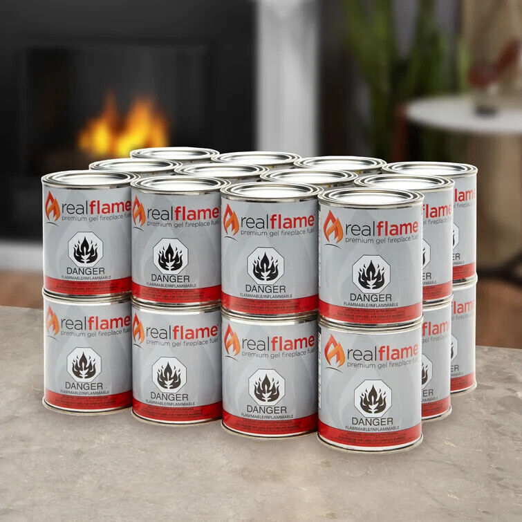Real Flame 2112 Modern Gel Fuel Mini Cans 12 Cans 13 Oz. Gel Fuel (2112) - Fresh Stock Dated January 2026