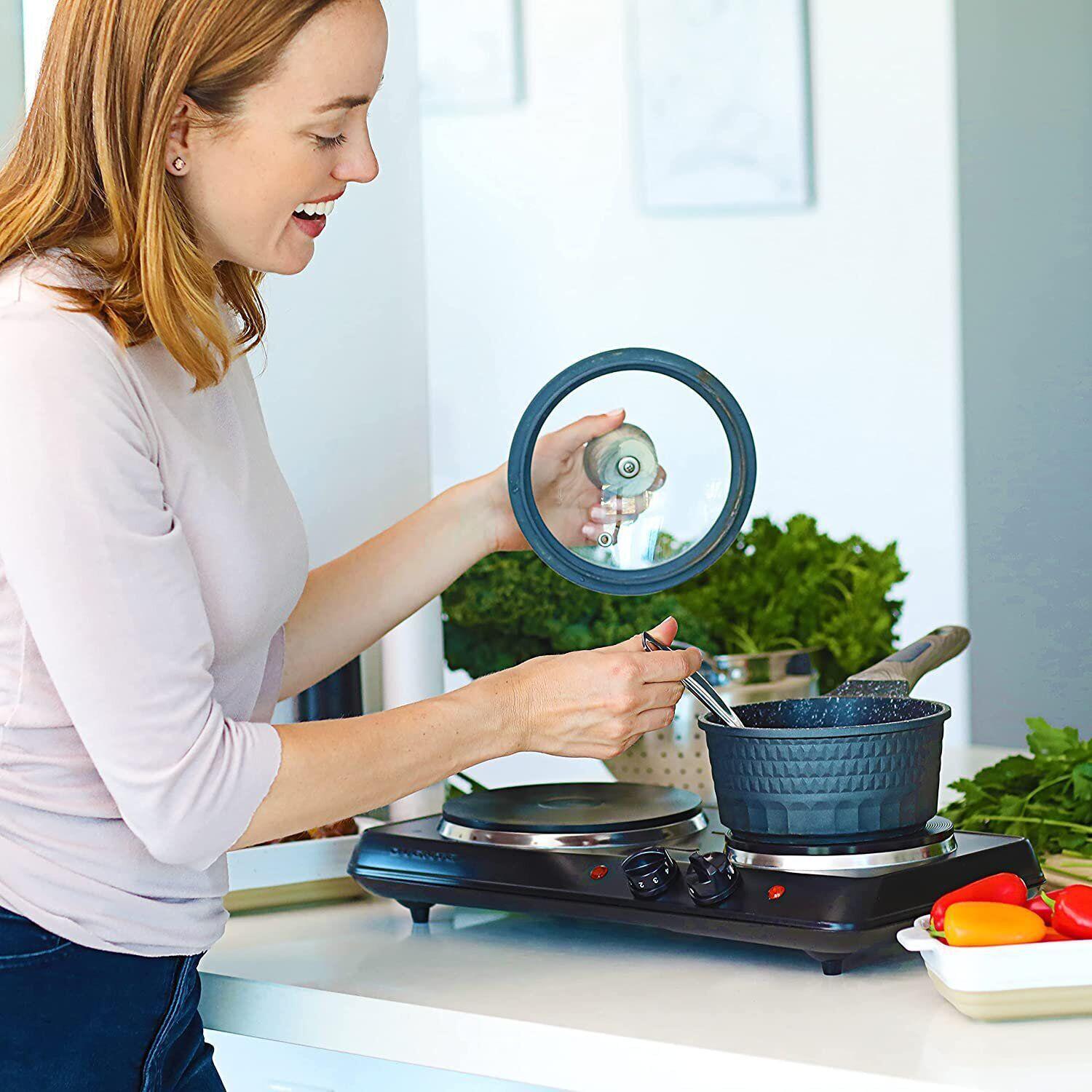 Portable Countertop Electric Stove Double Burner Cast Iron Hot Plate Cooktop New - Fresh Stock Dated February 2026