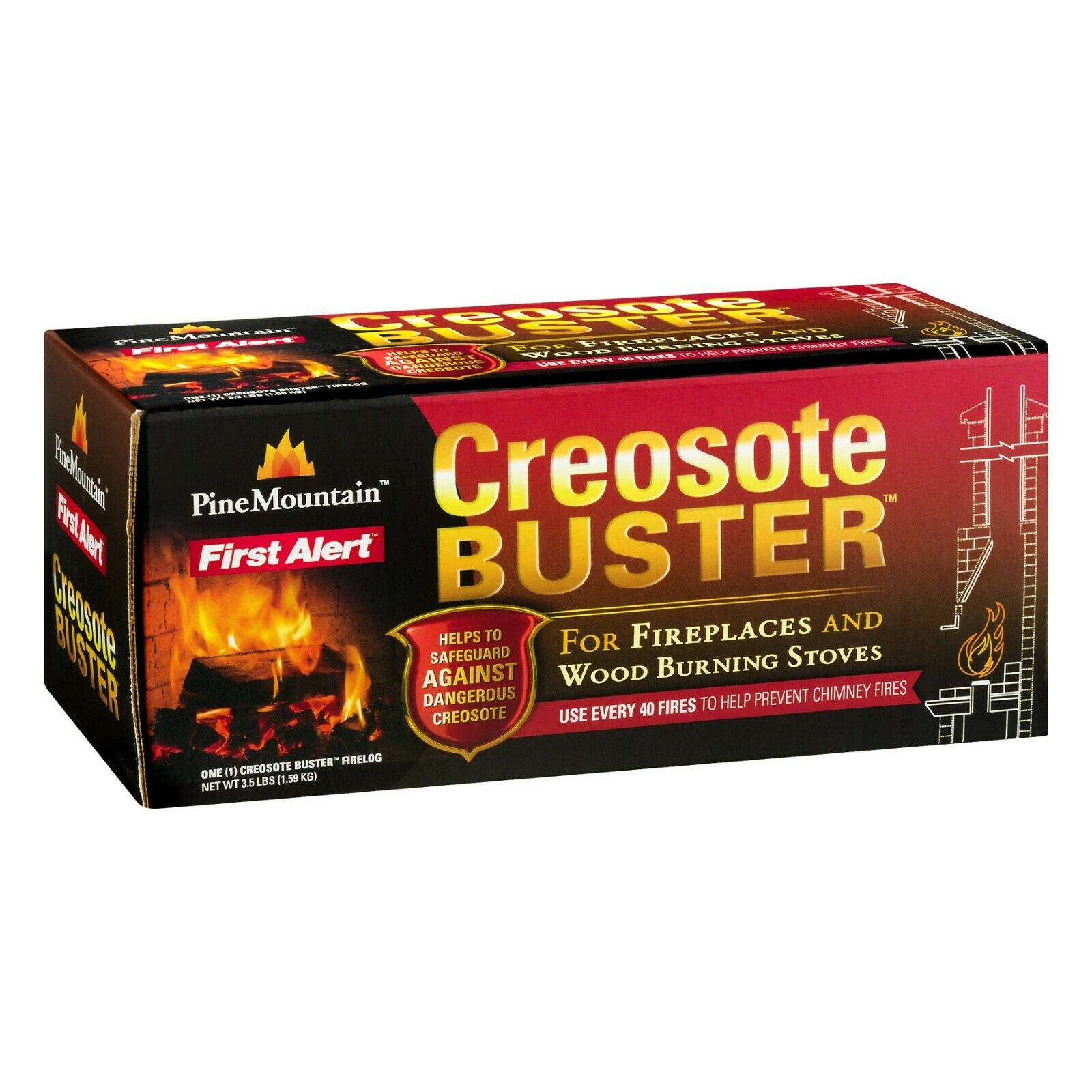 Pine Mountain Creosote Buster Firelog Single Pack to Reduce Risk of Chimney Fire - Fresh Stock Dated December 2025