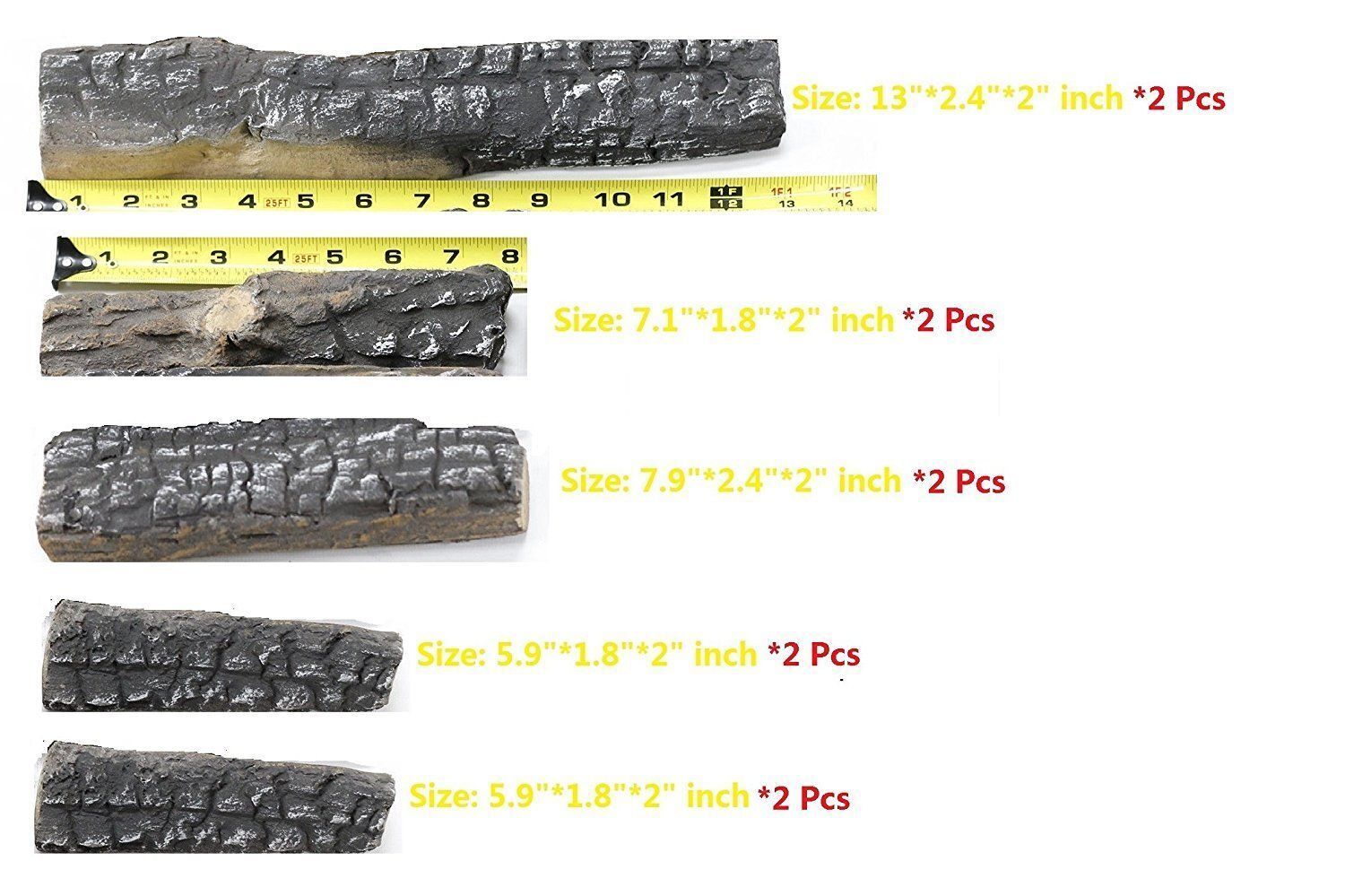 10 Ceramic fiber Wood-like Logs for Ethanol&electric fireplace gas firepit Stove - Fresh Stock Dated January 2026