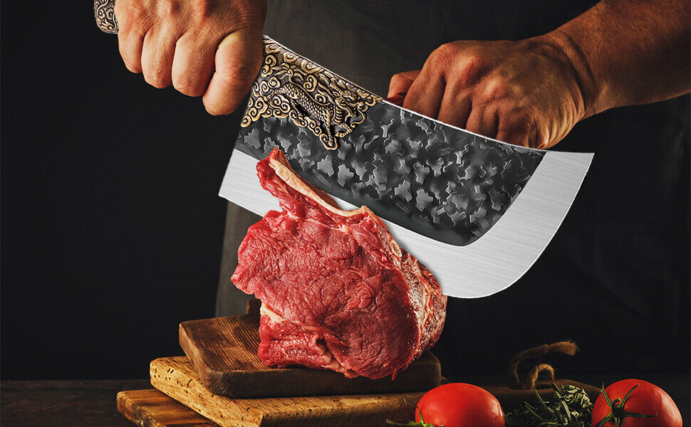 Kitchen Knife Chef Cutlery Steak  Professional Cleaver Butcher Sharp Meat Knives - Fresh Stock Dated January 2026