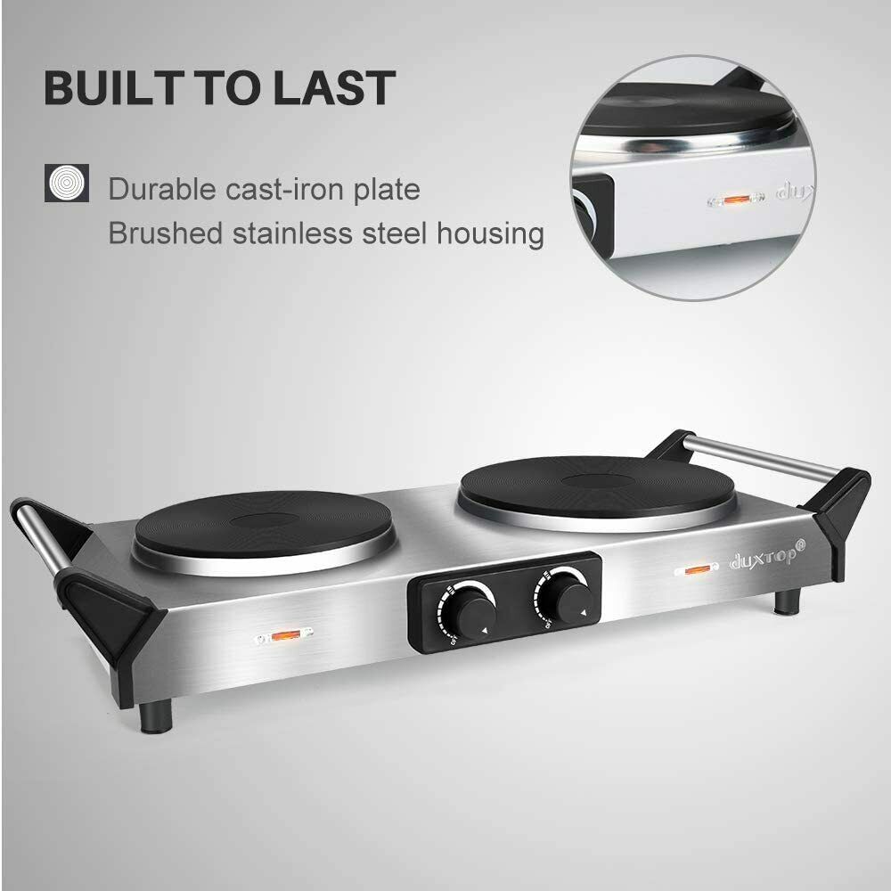 Hot Plate, Portable Electric Cooktop Cast Tron Stovetop, Stainless Steel - Fresh Stock Dated February 2026