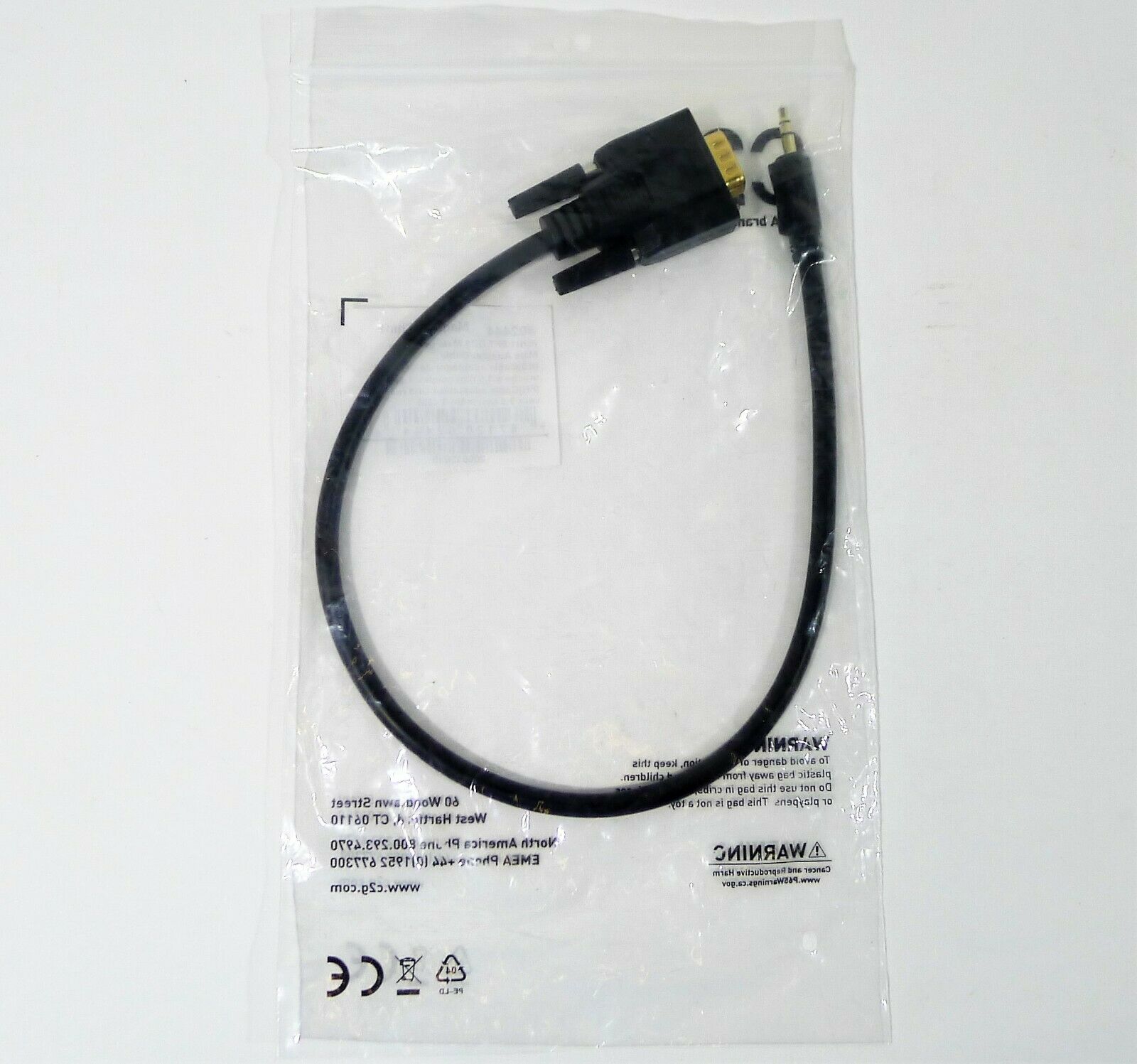 C2G Black Velocity DB9 Male to 3.5mm Male Serial RS232 Adapter Cable 1.5ft 02444 - Fresh Stock Dated December 2025