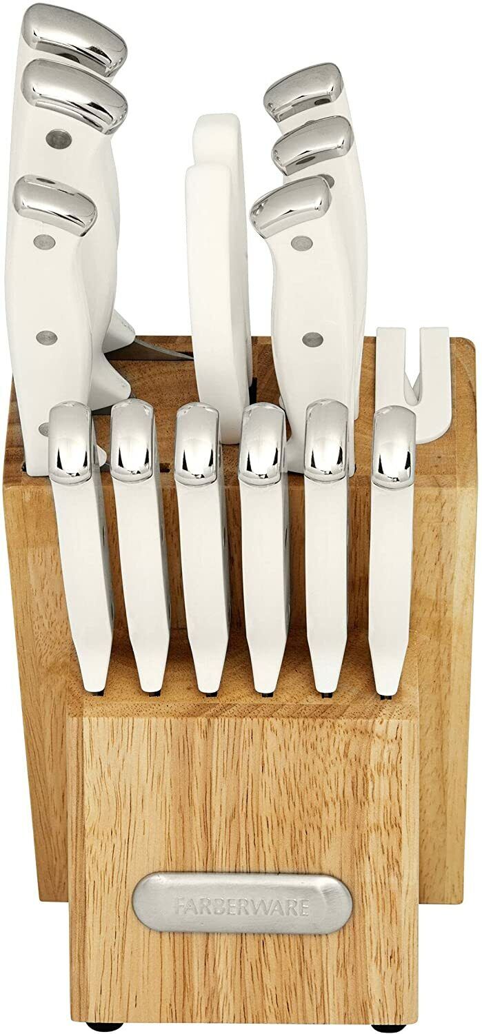 Knife Set, 14-Piece Kitchen Knife Set with Block Wooden German Stainless Steel - Fresh Stock Dated February 2026