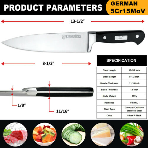 Kitchen Knife Chef Knives 8 inch German High Quality Stainless Steel - Fresh Stock Dated January 2026