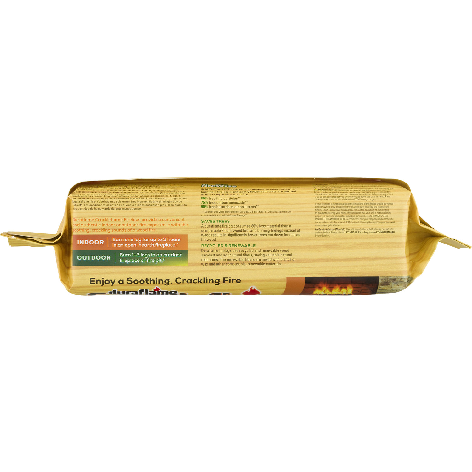 Duraflame Crackleflame Indoor Outdoor Firelogs 3 Hour Burn 4 Pack Case - Fresh Stock Dated January 2026