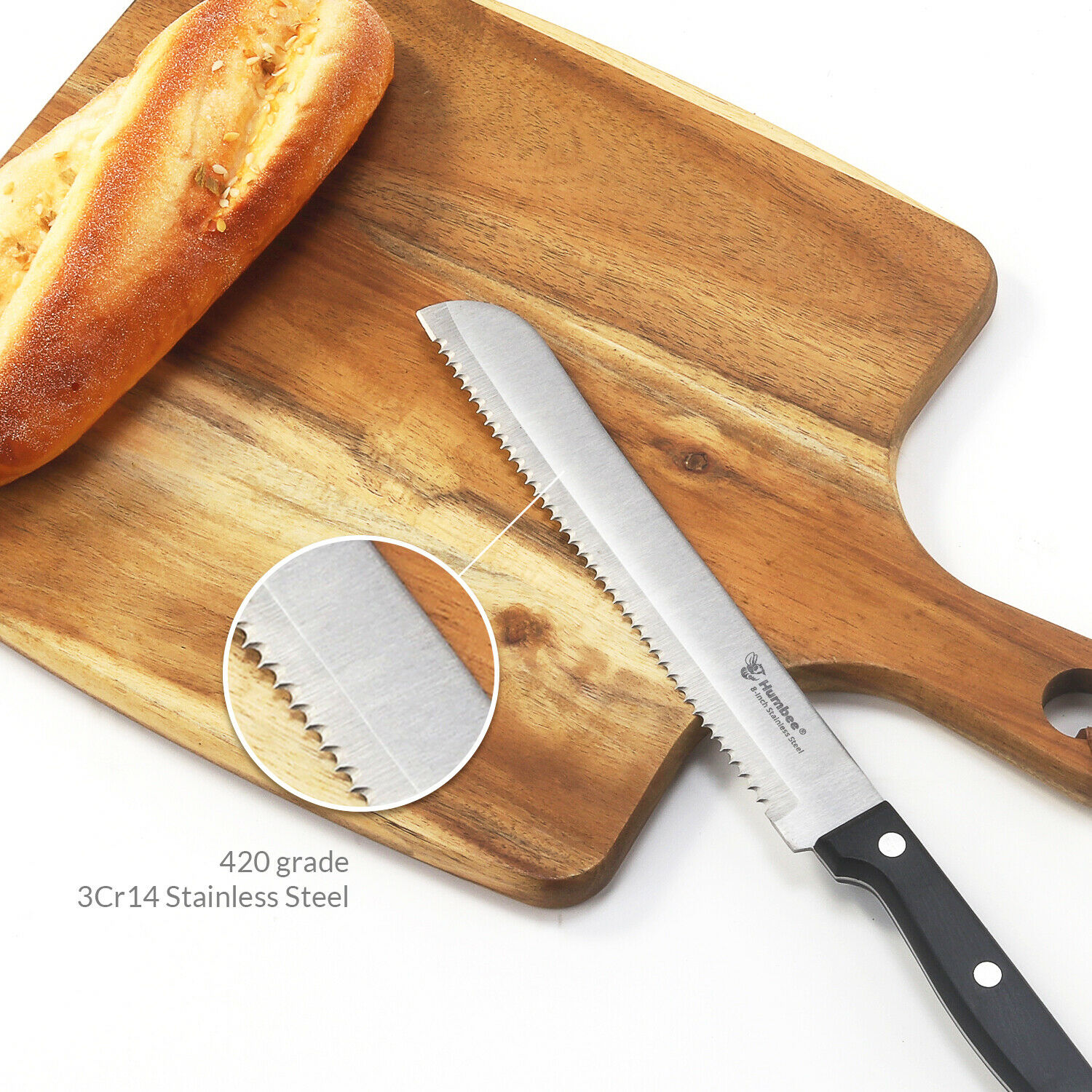 Bread Knife, 8 Inch Stainless Steel Serrated Bread Knife - Fresh Stock Dated January 2026