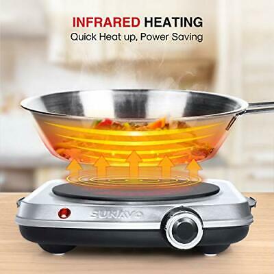 SUNAVO Electric Infrared Burner 1200W Ceramic Glass Hot Plate 6 Power Levels ... - Fresh Stock Dated February 2026