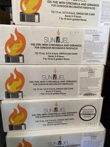 SUN JEL Gel Fuel With Citronella And Geraniol 12 Pack 13oz Cans - Fresh Stock Dated December 2025