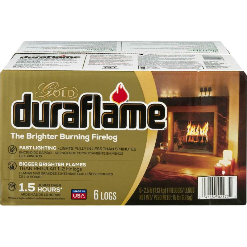 Duraflame Gold Brighter Burning 2.5Lb Firelogs, 6-Pack Case - Fresh Stock Dated January 2026