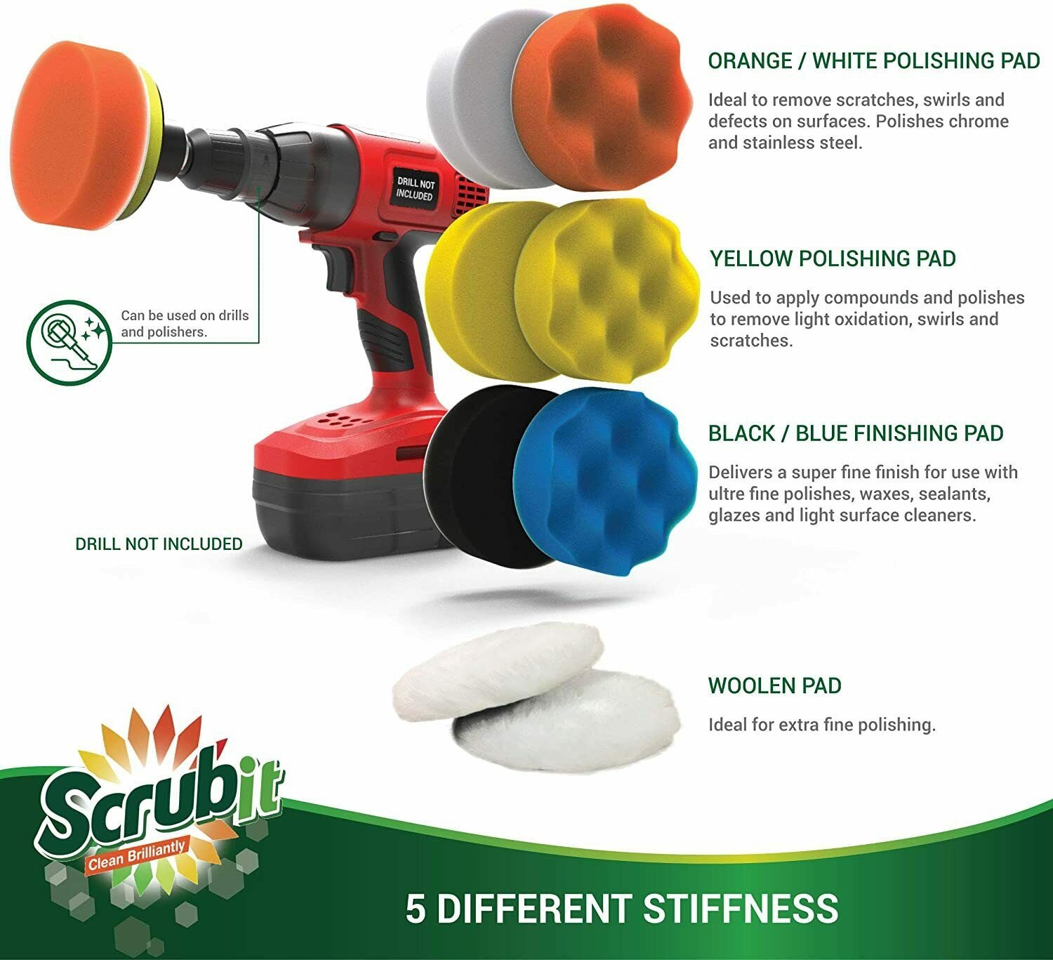 Pulidora de autos para brillar carro mini de 3 inches adaptador pa taladro 22pcs - Fresh Stock Dated February 2026