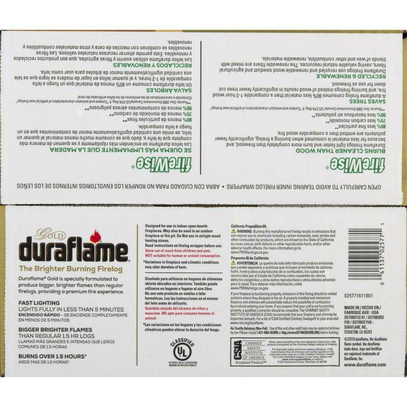 Duraflame Gold Brighter Burning 2.5Lb Firelogs, 6-Pack Case - Fresh Stock Dated January 2026