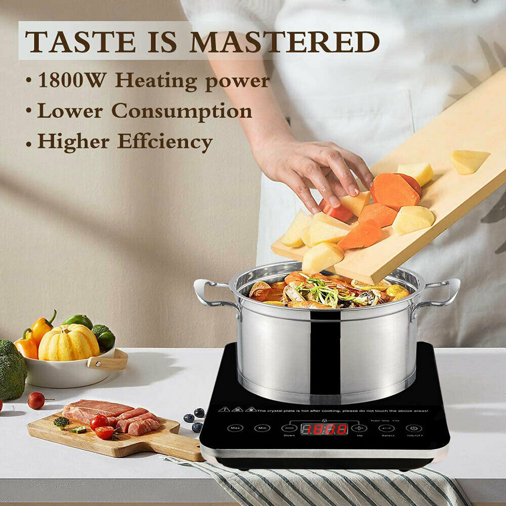 Induction Cooktop Cooker 1800W Single Countertop Burner Hot Plate Stove Heater - Fresh Stock Dated February 2026