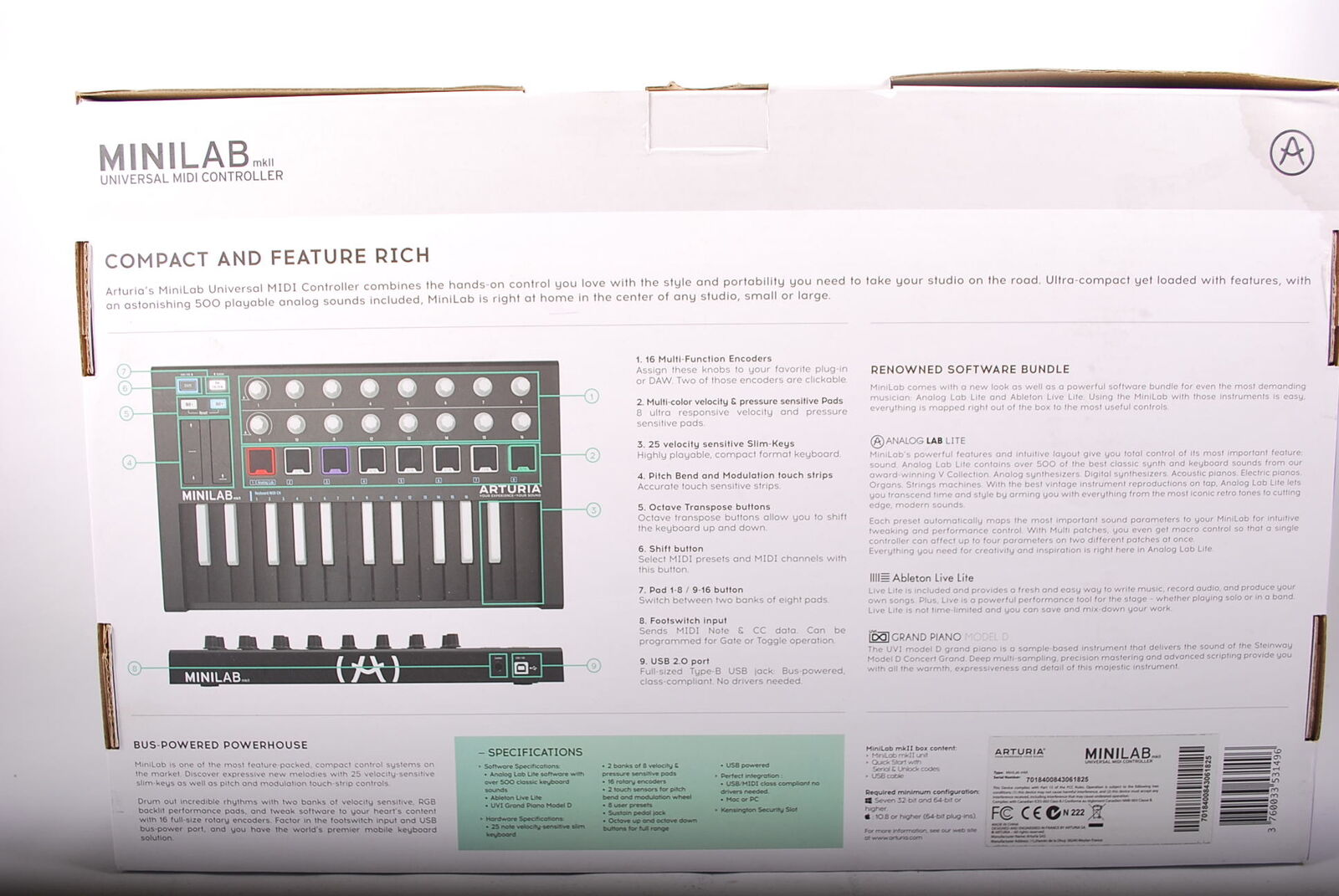 Minilab MKII Inverted MIDI Controller Black - Fresh Stock Dated December 2025