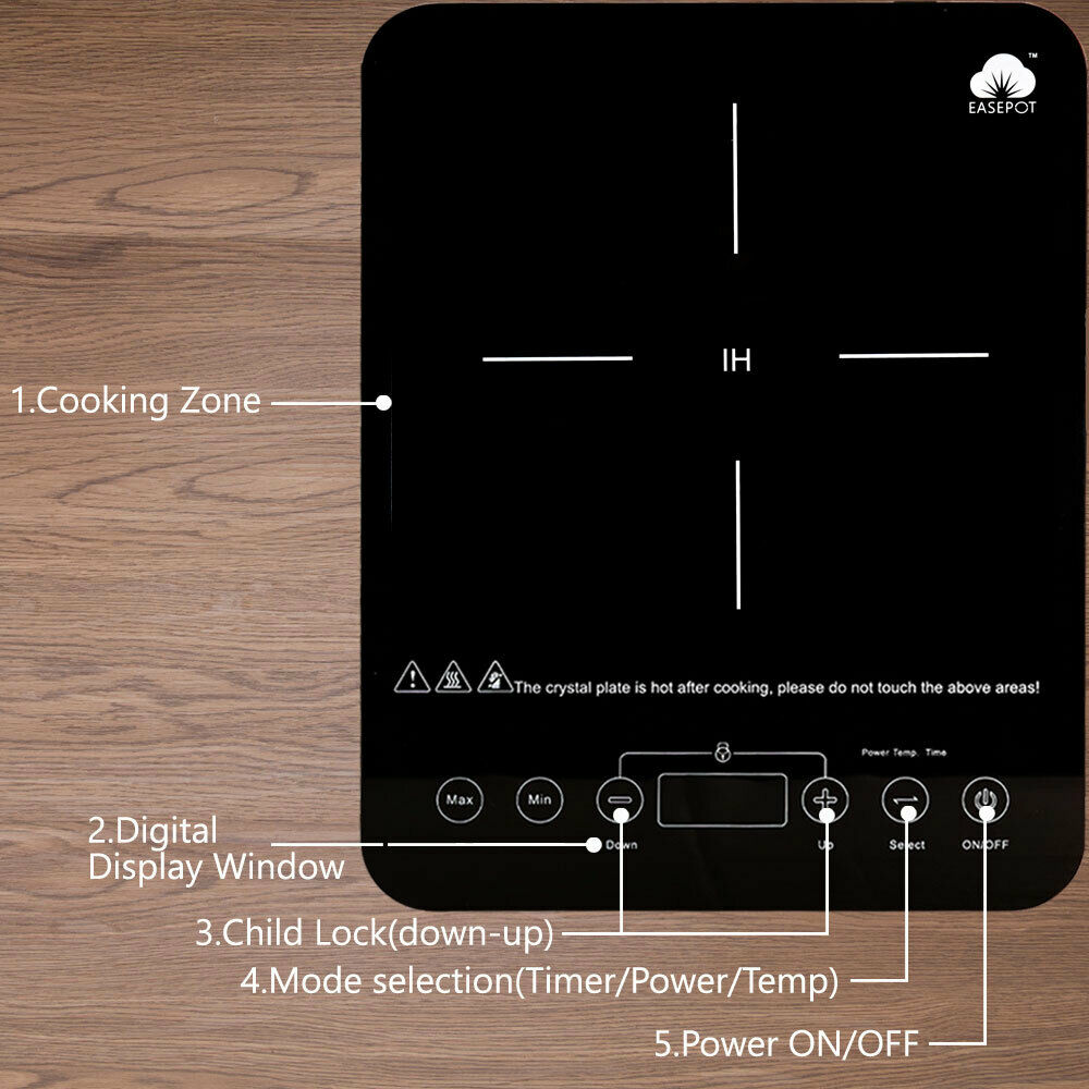 Induction Cooktop Cooker 1800W Single Countertop Burner Hot Plate Stove Heater - Fresh Stock Dated February 2026