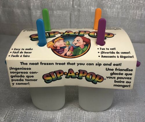 Vintage Sip A Pop Frozen Popsicle Maker With Straw 4 Pack Multicolor Never Used - Fresh Stock Dated February 2026