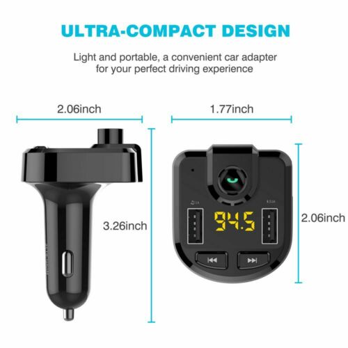 In-Car Wireless Bluetooth FM Transmitter USB Charger MP3 Radio Adapter Car Kits - Fresh Stock Dated December 2025