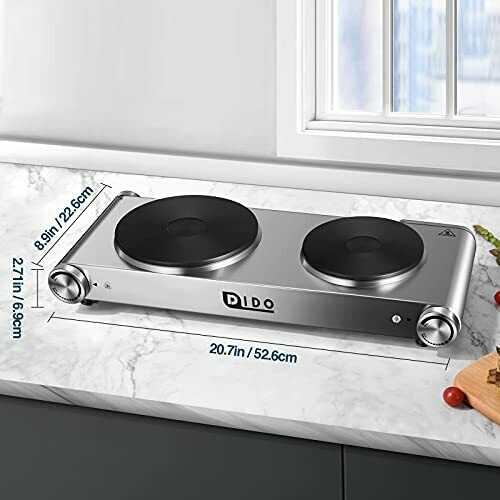 1800W Hot Plate, Portable Electric Stove Stainless Steel Double Hot Plates - Fresh Stock Dated February 2026
