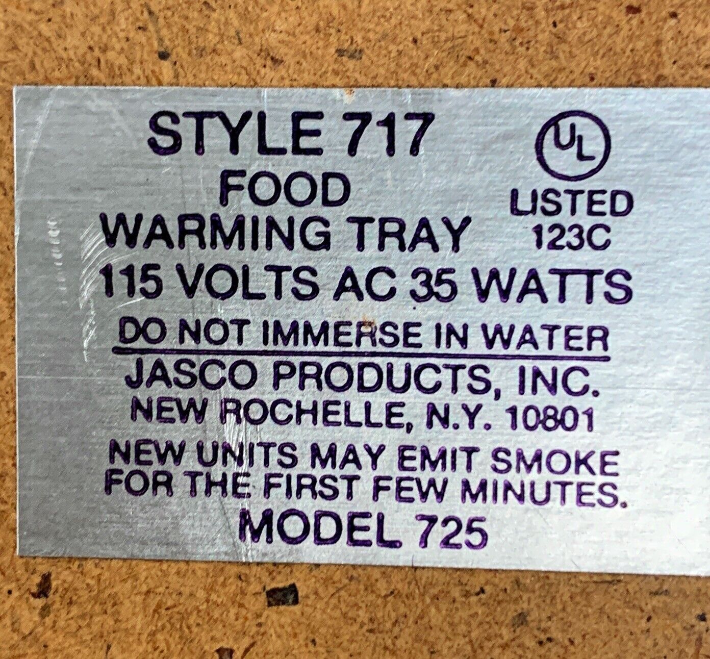 Jasco Electric Food Warming Tray Style 717 Model 725 Hot Spot Hot Plate Kitchen - Fresh Stock Dated February 2026