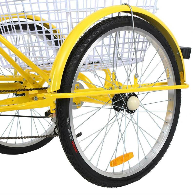 24 inch Adult Tricycle 7 Speed 3-Wheel Adult Bicycle Trike w/Basket for Shopping - Fresh Stock Dated December 2025