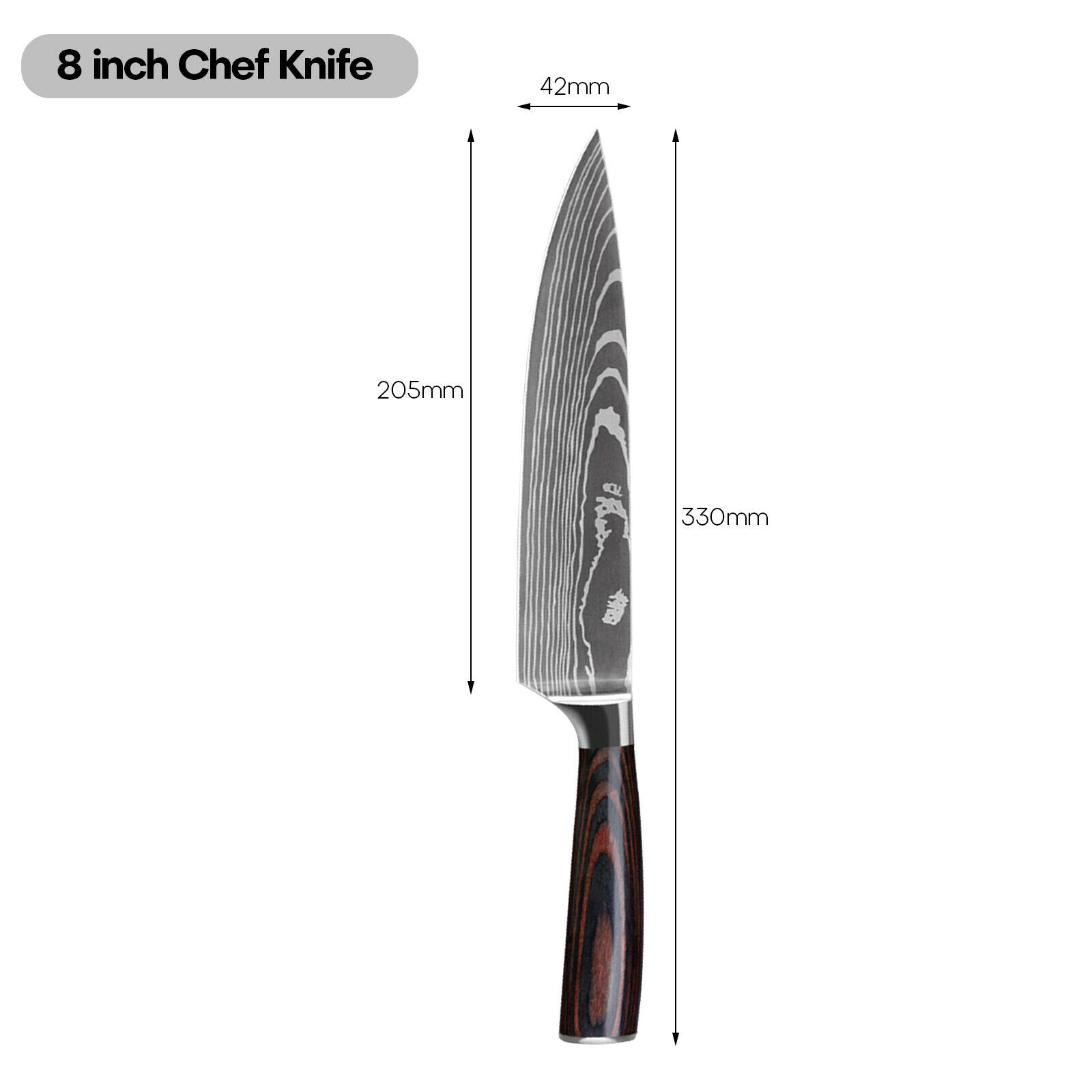 Kitchen Chef Knife Stainless Steel 8/7 Inch Sharp Paring Meat Vegetables Fruit - Fresh Stock Dated January 2026