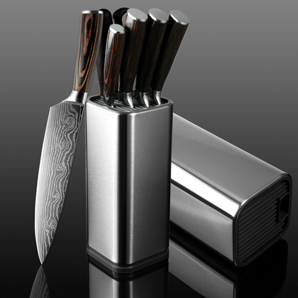 11 Pcs Kitchen Knives Set Damascus Pattern Stainless Steel Chef's Knife W/Block - Fresh Stock Dated January 2026