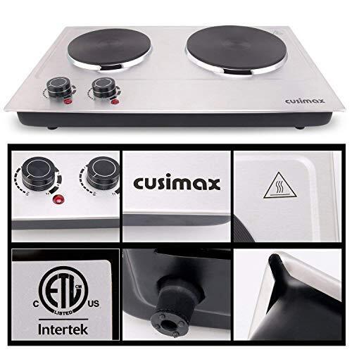 CUSIMAX 1800W Double Hot Plate Stainless Steel Silver Countertop Burner Porta... - Fresh Stock Dated February 2026