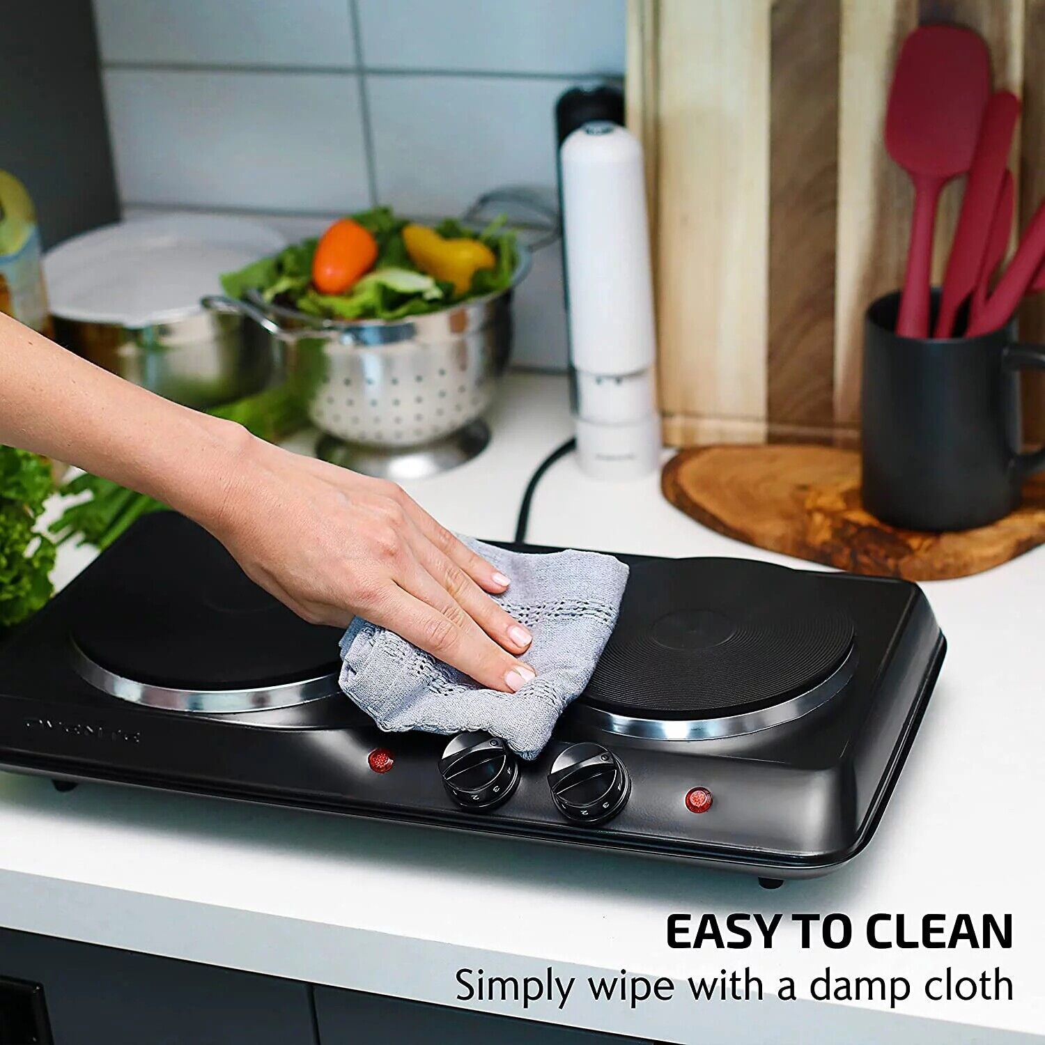 Portable Countertop Electric Stove Double Burner Cast Iron Hot Plate Cooktop NEW - Fresh Stock Dated February 2026