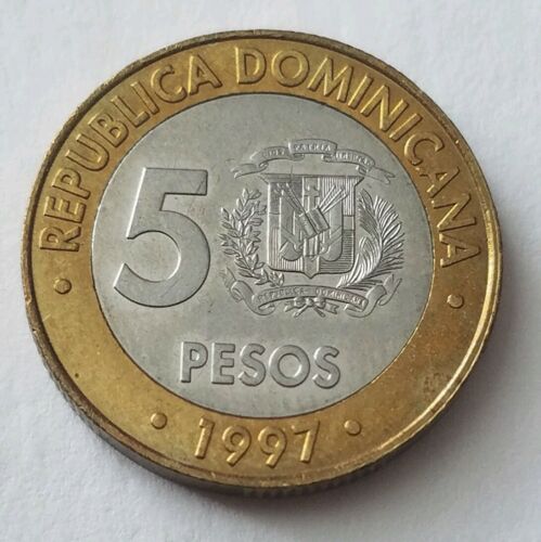 1997 5 PESOS DOMINICAN REPUBLIC. 50 ANNIVERSARY BANCO CENTRAL. - Fresh Stock Dated December 2025