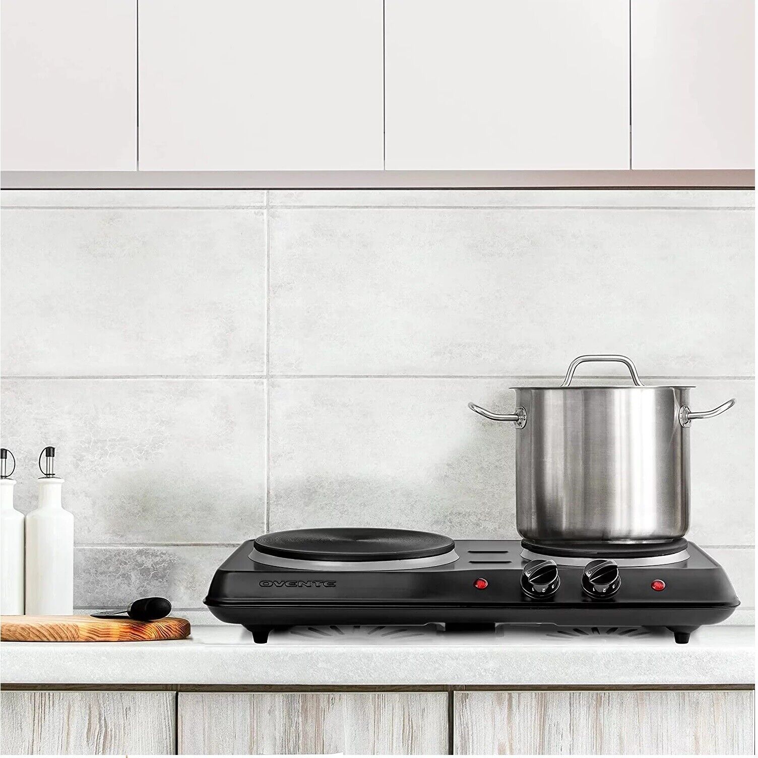 Portable Countertop Electric Stove Double Burner Cast Iron Hot Plate Cooktop NEW - Fresh Stock Dated February 2026