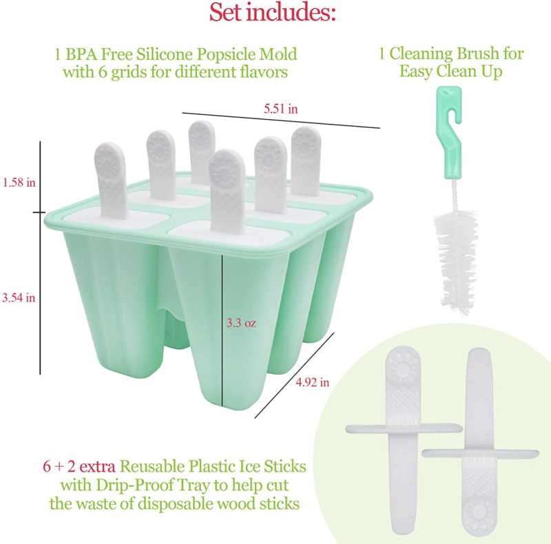 Popsicle Molds for Kids Silicone BPA Free with 2 Extra Reusable Sticks - Popsicl - Fresh Stock Dated January 2026
