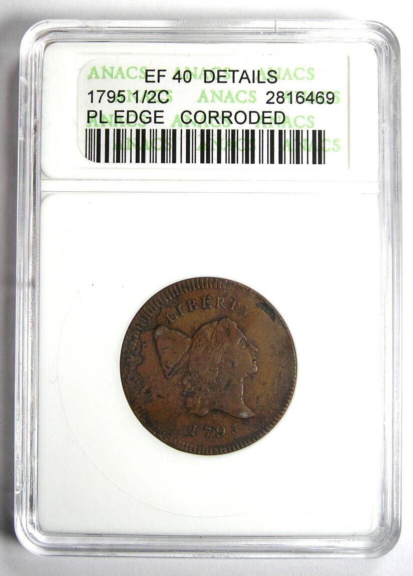 1795 Liberty Cap Flowing Hair Half Cent 1/2C - Certified ANACS XF40 Details (EF) - Fresh Stock Dated December 2025