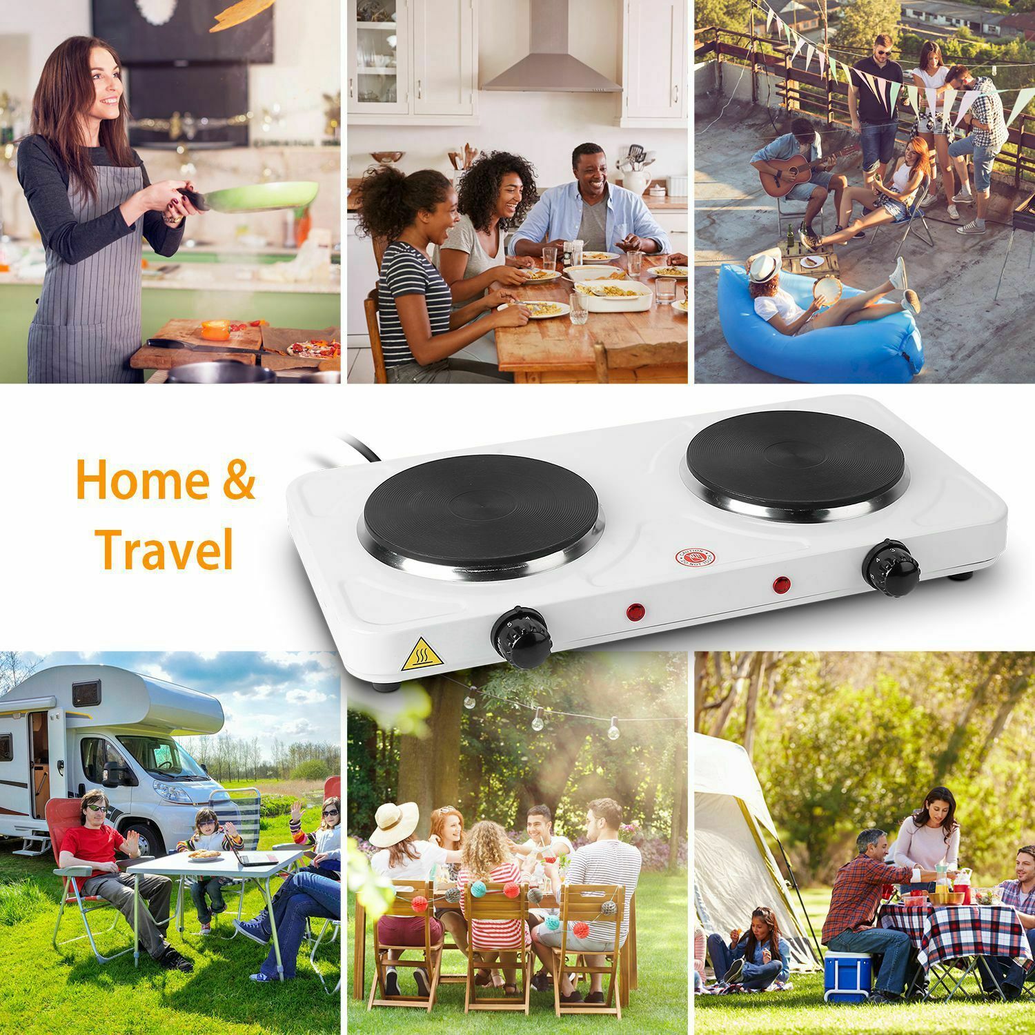 2000W Electric Cooking Dorm Double Burner Hot Plate Heating Kitchen Cooker Stove - Fresh Stock Dated February 2026