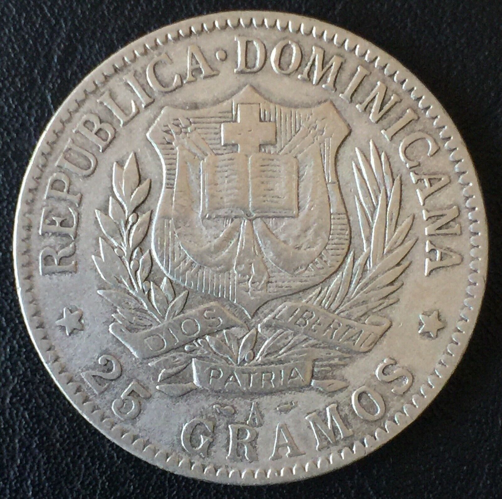 1897-A Dominican Republic One Peso Large Silver Coin - Fresh Stock Dated December 2025