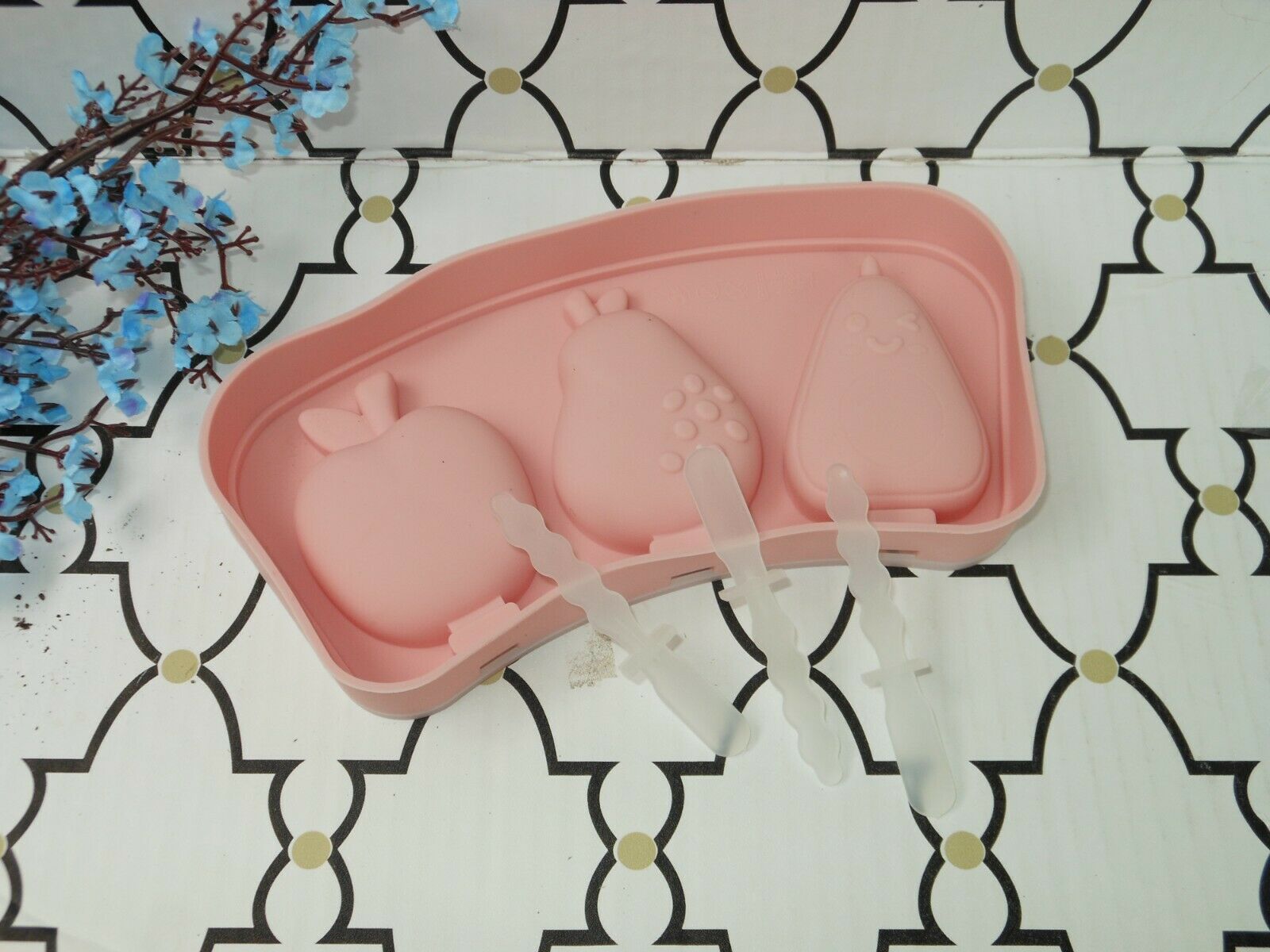 SILICONE  ~ ICE POP POPSICLE FRUIT MOLD ~ APPLE, PEAR, WATERMELON  3 Cavity Mold - Fresh Stock Dated February 2026