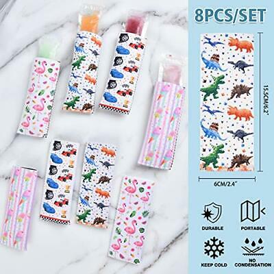 Set of 8 Popsicle Holder Bags - Neoprene Insulator Ice Pop Sleeve Set Popsicl... - Fresh Stock Dated February 2026