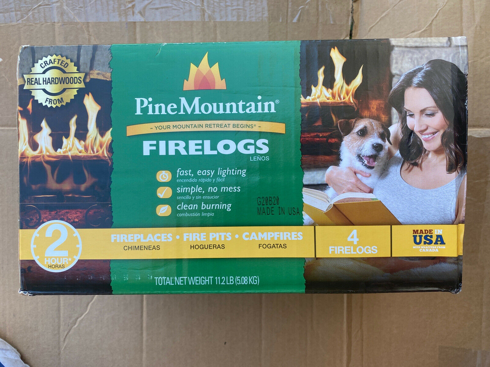 4 PACK Pine Mountain Fire Logs 2 Hour Burn Time, Campfires, Fireplaces NEW - Fresh Stock Dated January 2026